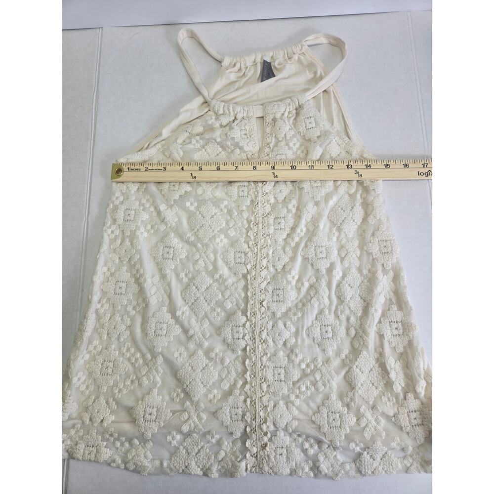 Woman's SZ S bohemian-style cream or ivory lace halter neck tank top - Picture 4 of 8